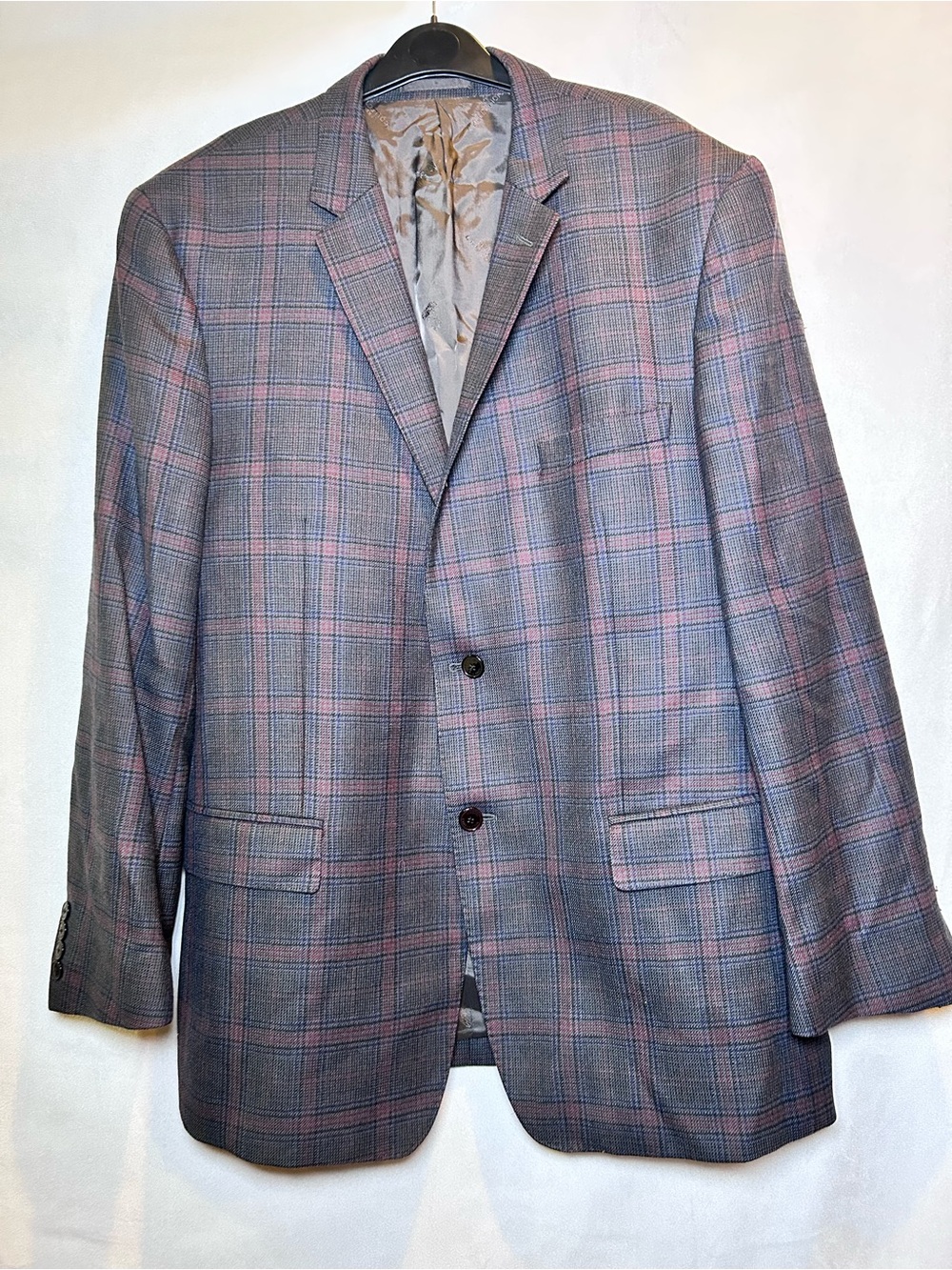 Versace Collection Men’s Plaid Wool Blazer EU 56/US 46 Made in Romania